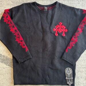 Chrome Hearts Jacquard Red Patch Cashmere Sweater Size L